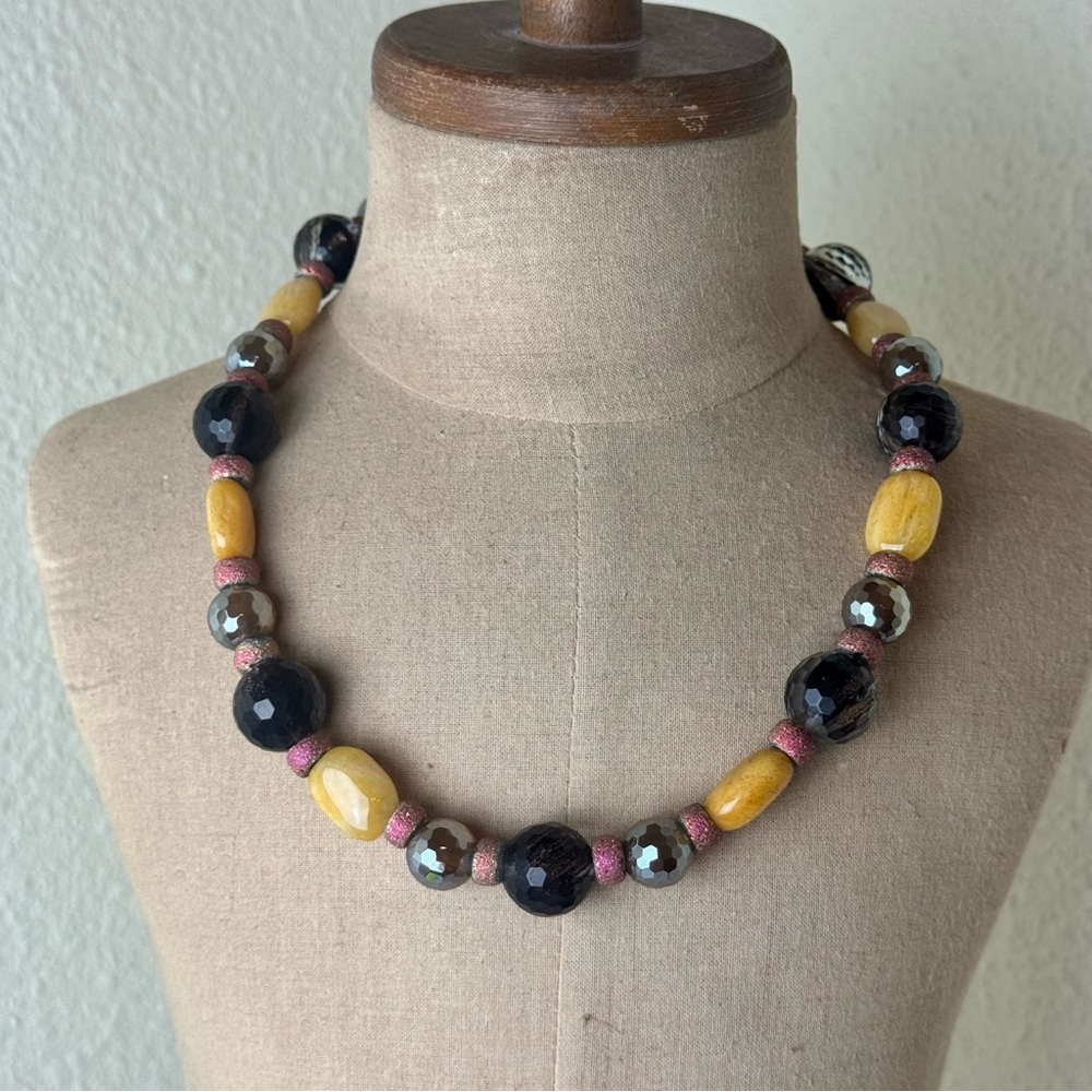 Multi Stone Agate Crystal Beaded Necklace Handmade